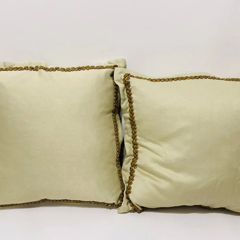 Set 2 Candice Olson Throw Pillows with down filled inserts wood bead edging Soft